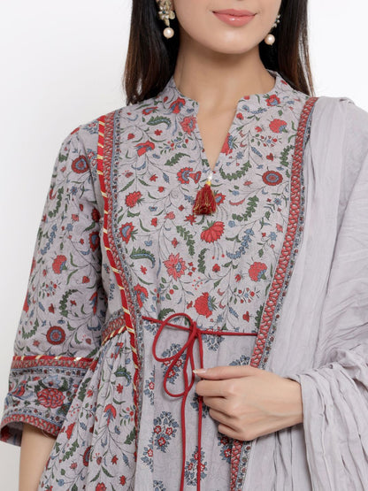 Women's Printed Flared Kurta Pant Dupatta Set