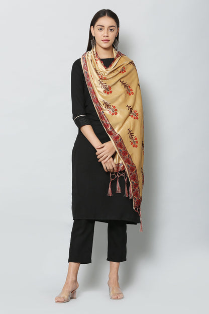 Women's Beige Color Polyster Blend Velvet  Digital Printed Dupatta