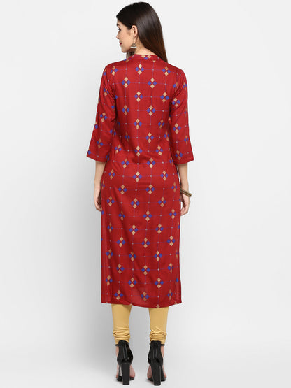 Women's Maroon Kurta By Vbuyz- (