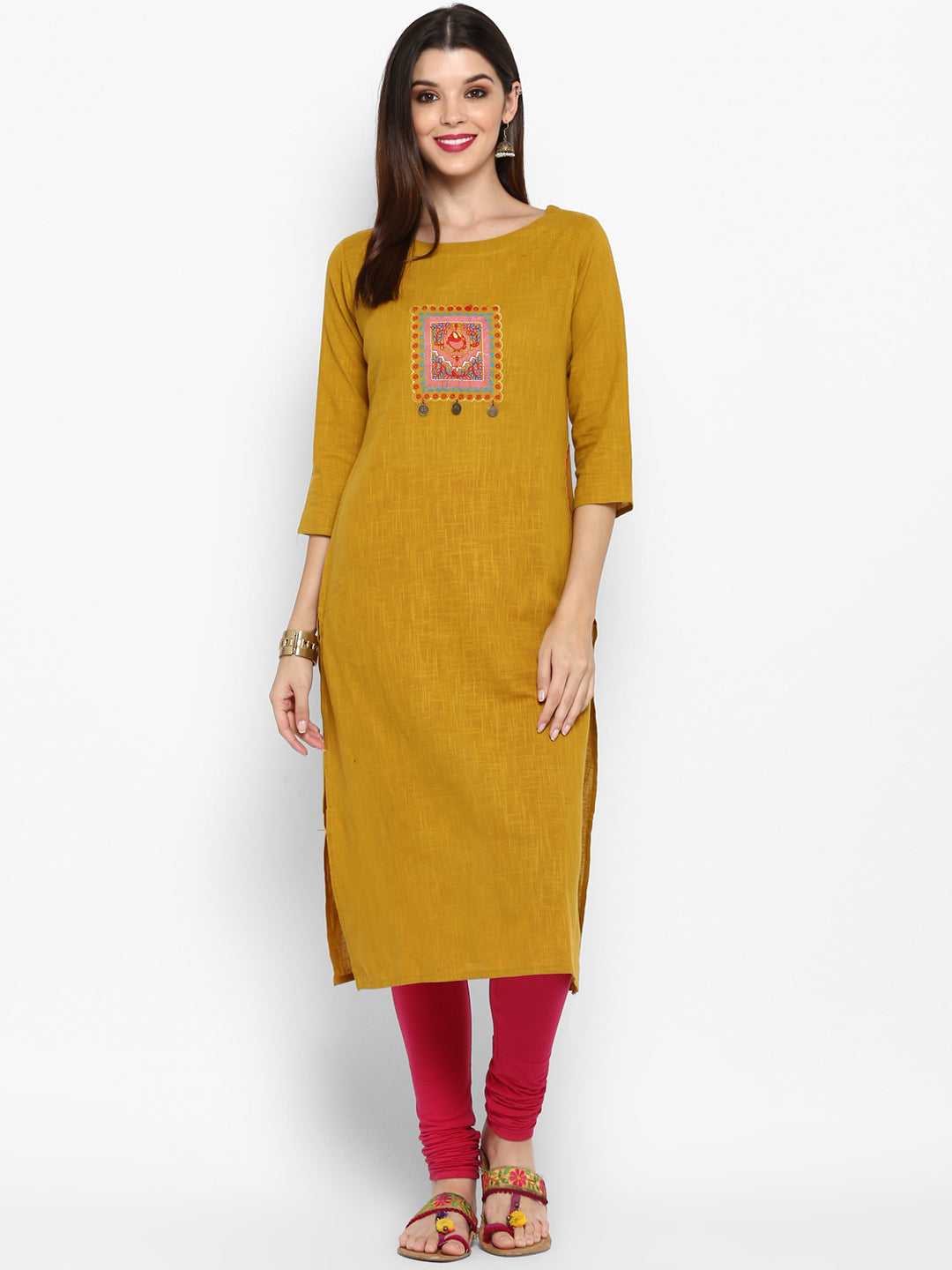 Women's Mustard Yellow Cotton Kurta By Vbu