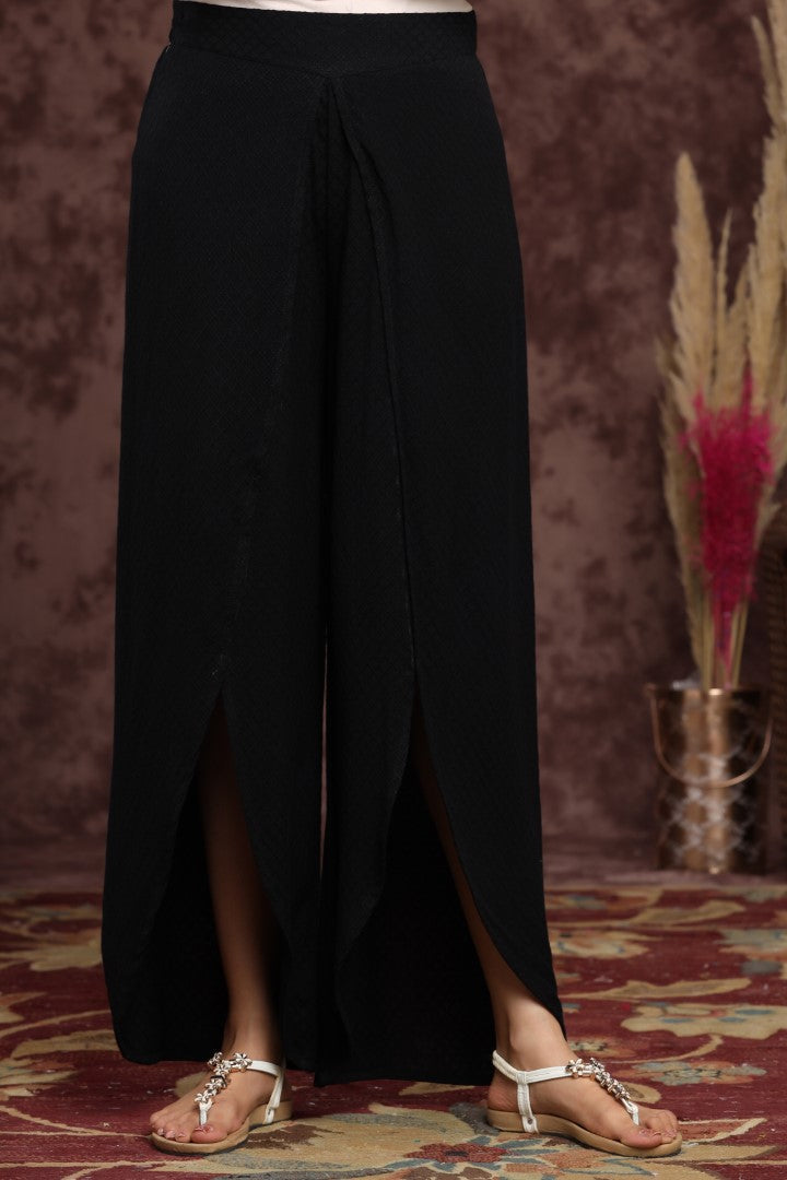 Women's Black Viscose Rayon Palazzo
