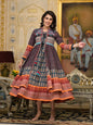 Women's Black Ethnic Motif Printed Cotton Dress With Coins Thread & Mirror Work