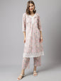 Women's Pink Cotton A-Line Kurta set