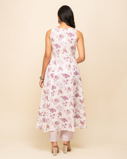 Women's White Cotton A-Line Kurta Pant With dupatta
