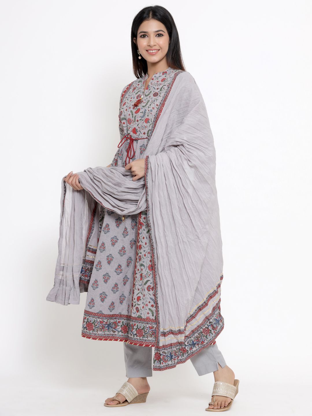Women's Printed Flared Kurta Pant Dupatta Set