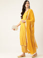 Women's Mustard Color Rayon Blend Printed Kurta Palazzo With Dupatta