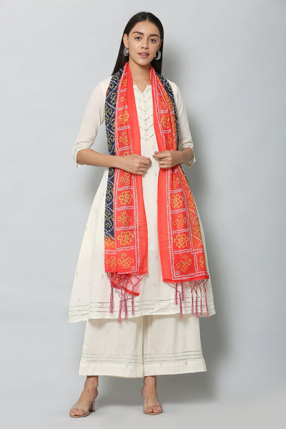 Women's Red & Blue Color Bandhani Digital Printed Dupatta