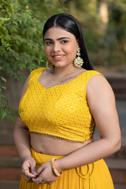 Women's Plus Size Daffodil Yellow Lehenga