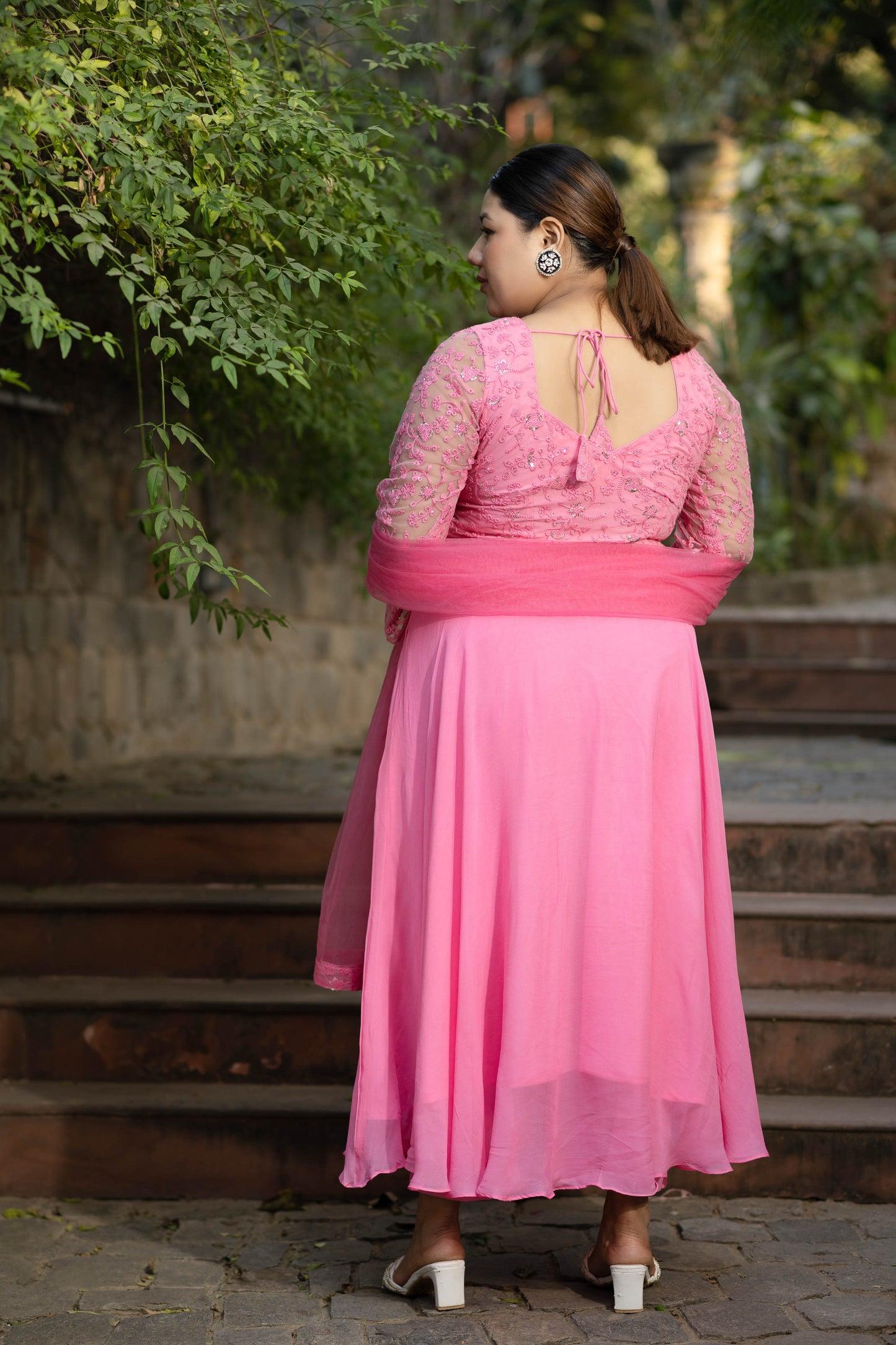 Women's Plus Size Baby Pink Anarkali