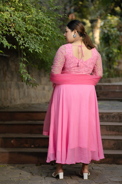 Women's Plus Size Baby Pink Anarkali
