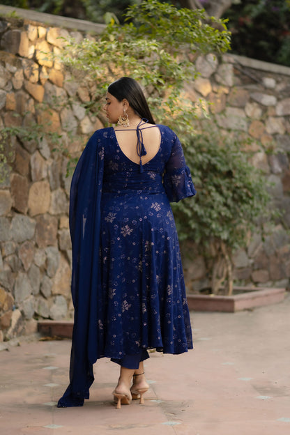 Women's Plus Size Imperial Blue Anarkali Set