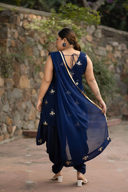 Women's Plus Size Deep Blue Patialla Set