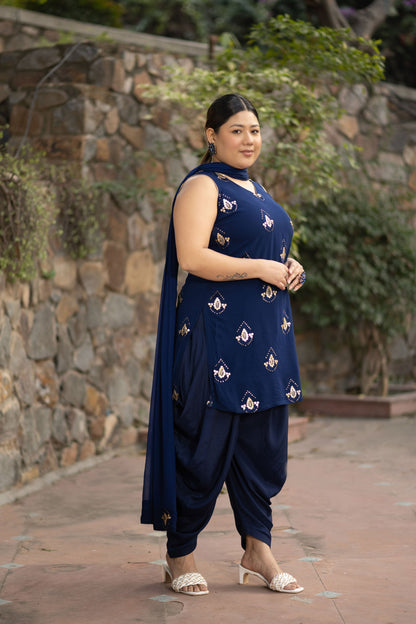 Women's Plus Size Deep Blue Patialla Set