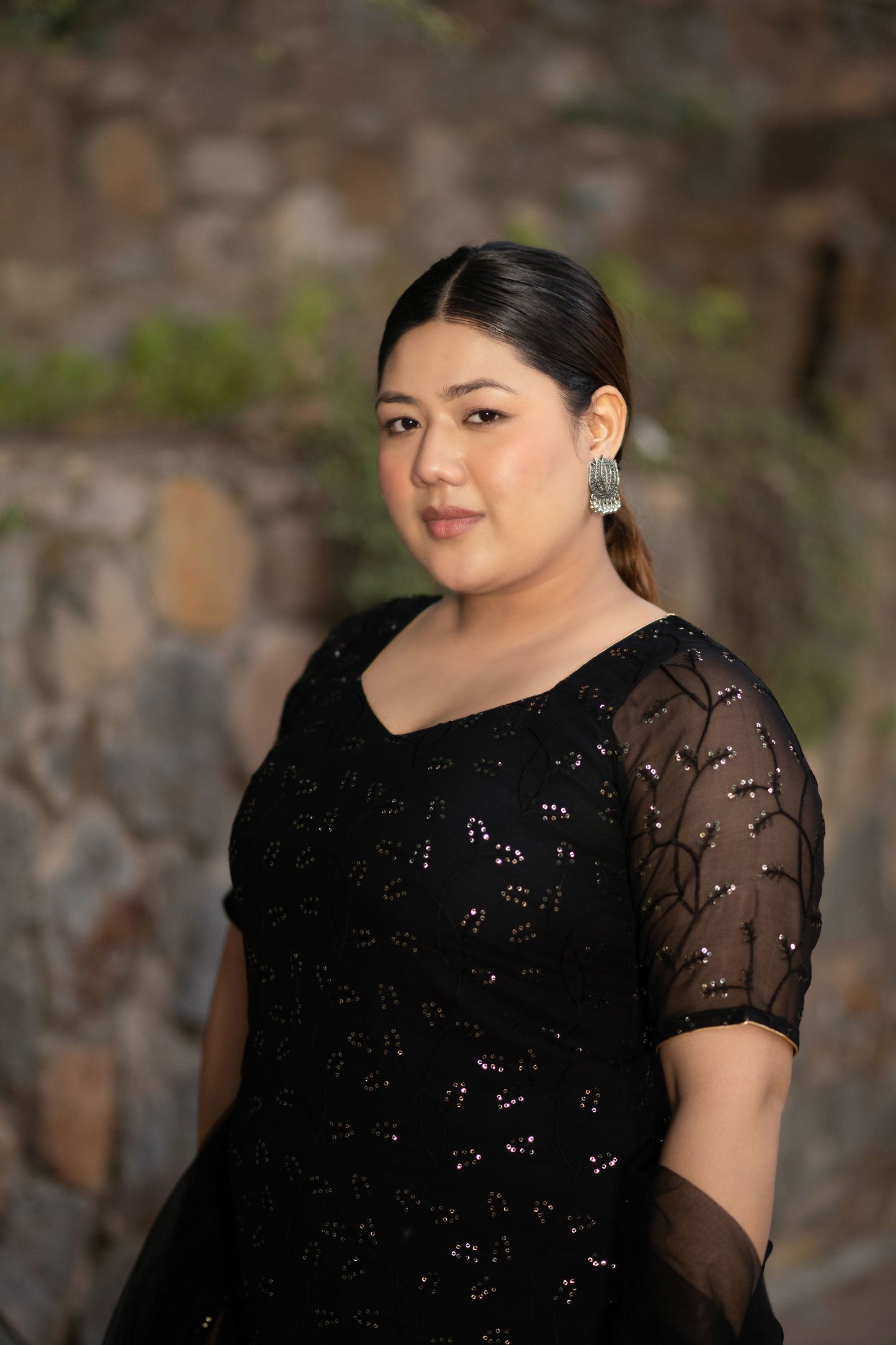 Women's Plus Size Black And Golden Patialla