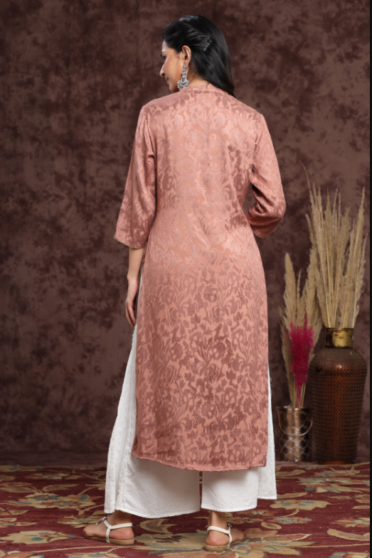 Women's Rayon Jacquard Straight Kurta