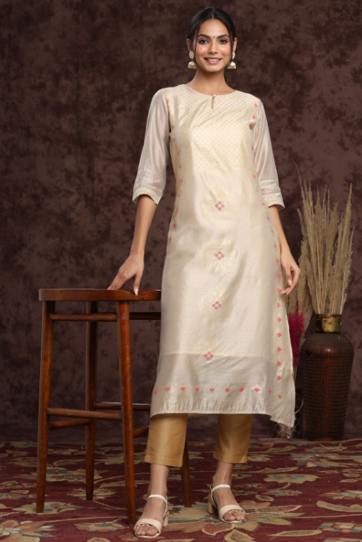 Women's Modal Chanderi Printed Straight Kurta