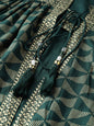 Women's Jade Green Rayon Slub Printed Jacket Style Kurta With Pants