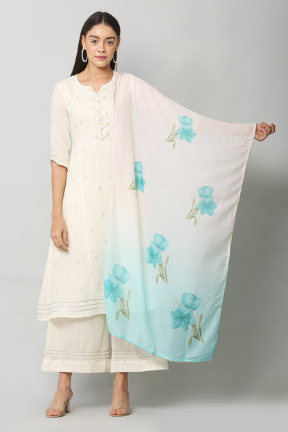 Women's Green Color Art Muslin  Digital Printed Dupatta