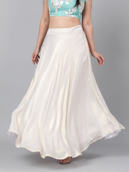 Women's Cream Gold Solid Skirt