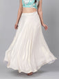 Women's Cream Gold Solid Skirt