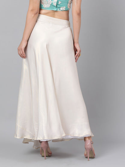 Women's Cream Gold Solid Skirt