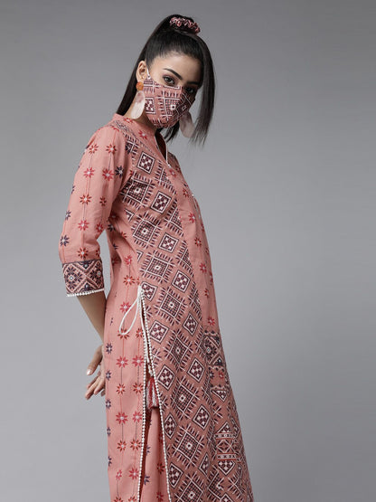 Women's Mexican Print Straight Kurta Palazzo Set