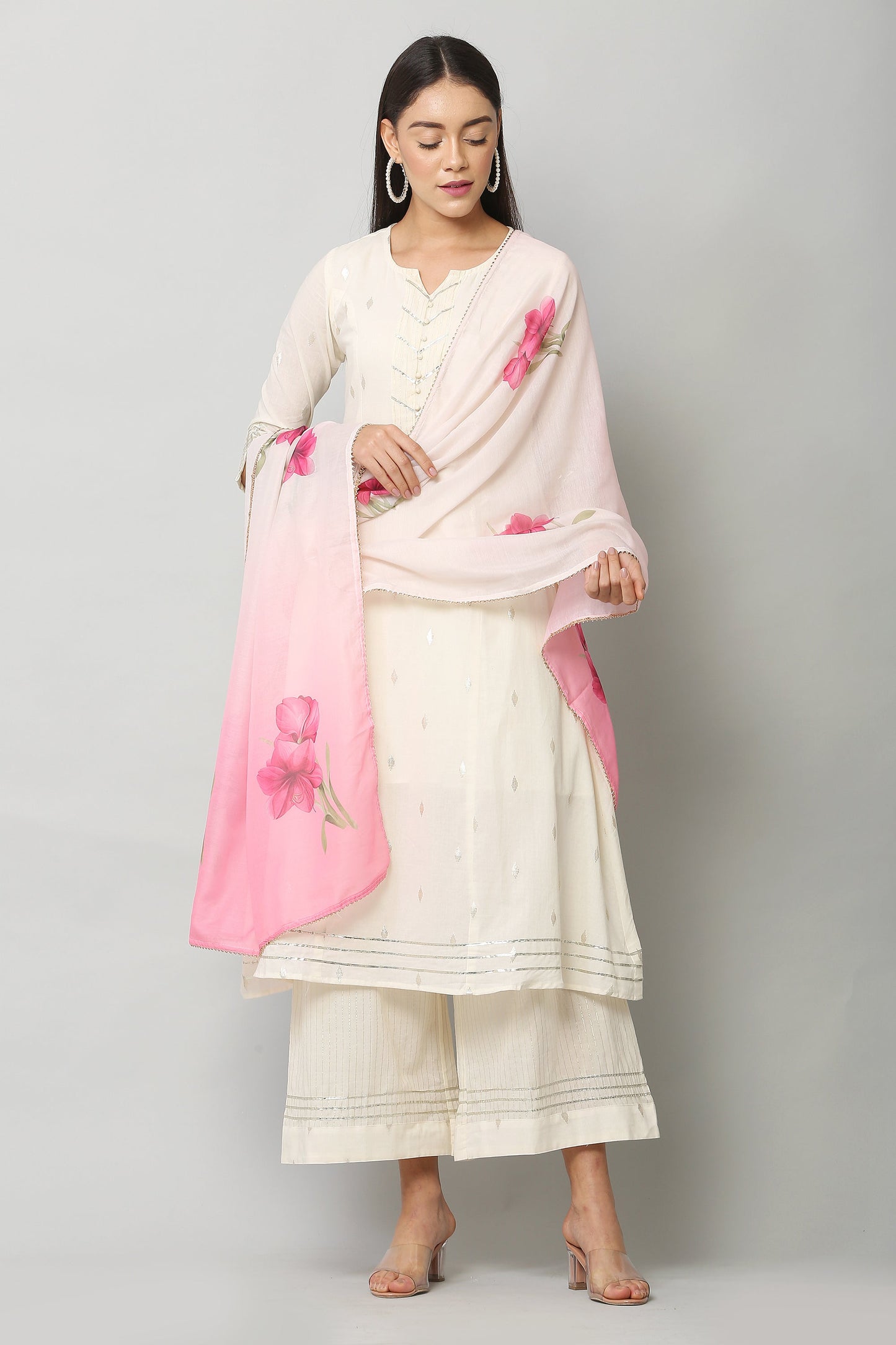 Women's Orange Color Art Muslin  Digital Printed Dupatta
