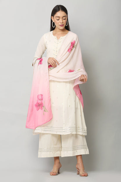 Women's Orange Color Art Muslin  Digital Printed Dupatta