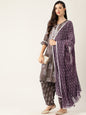 Women's Purpal Color Rayon Blend Printed Kurta Dhoti Pant With Dupatta
