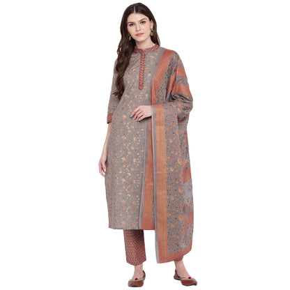 Women's Grey Kurta & Palazzo With Dupatta By Vbuyz- (3