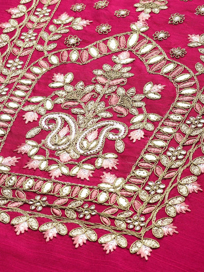 Women's Magenta & Beige Embroidered Straight Kurta