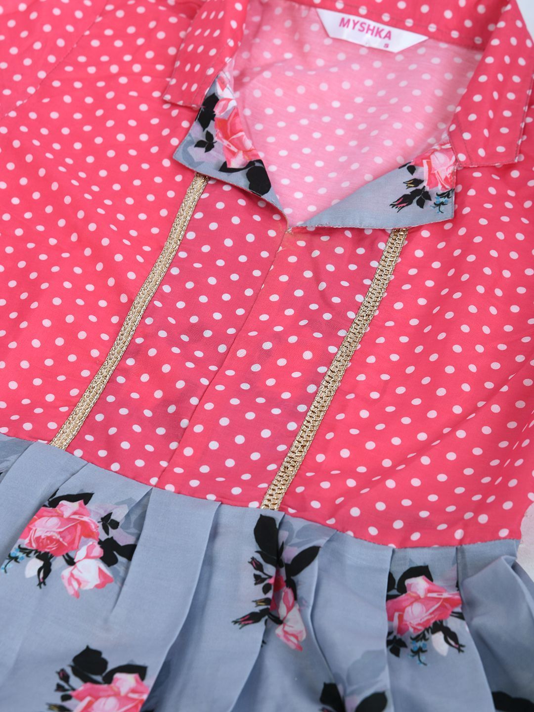 Women's Multi Polyester Printed 3/4 Sleeve Shirt Coller Casual Dress