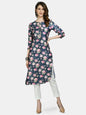 Women Printed Silk kurta by Myshka (