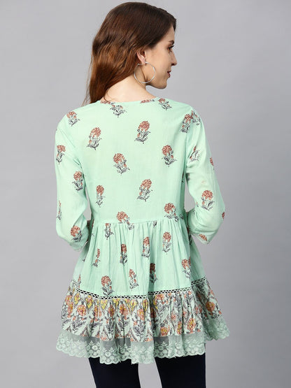 Women's Cambric Embroidered Tiered Top