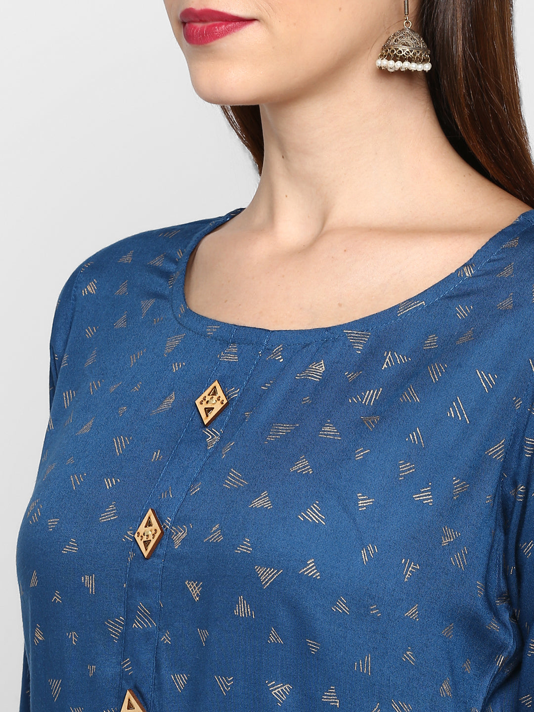 Women's Dark Aqua Color Rayon Straight Kurta Only