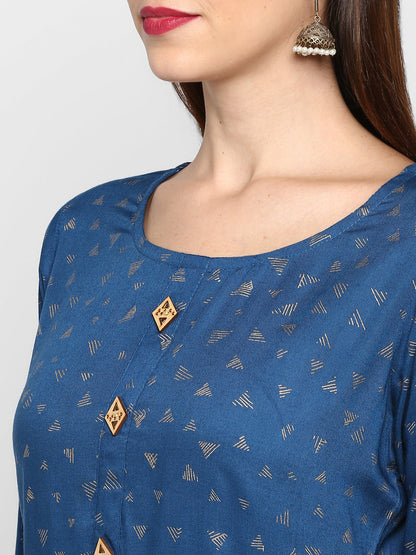 Women's Dark Aqua Color Rayon Straight Kurta Only