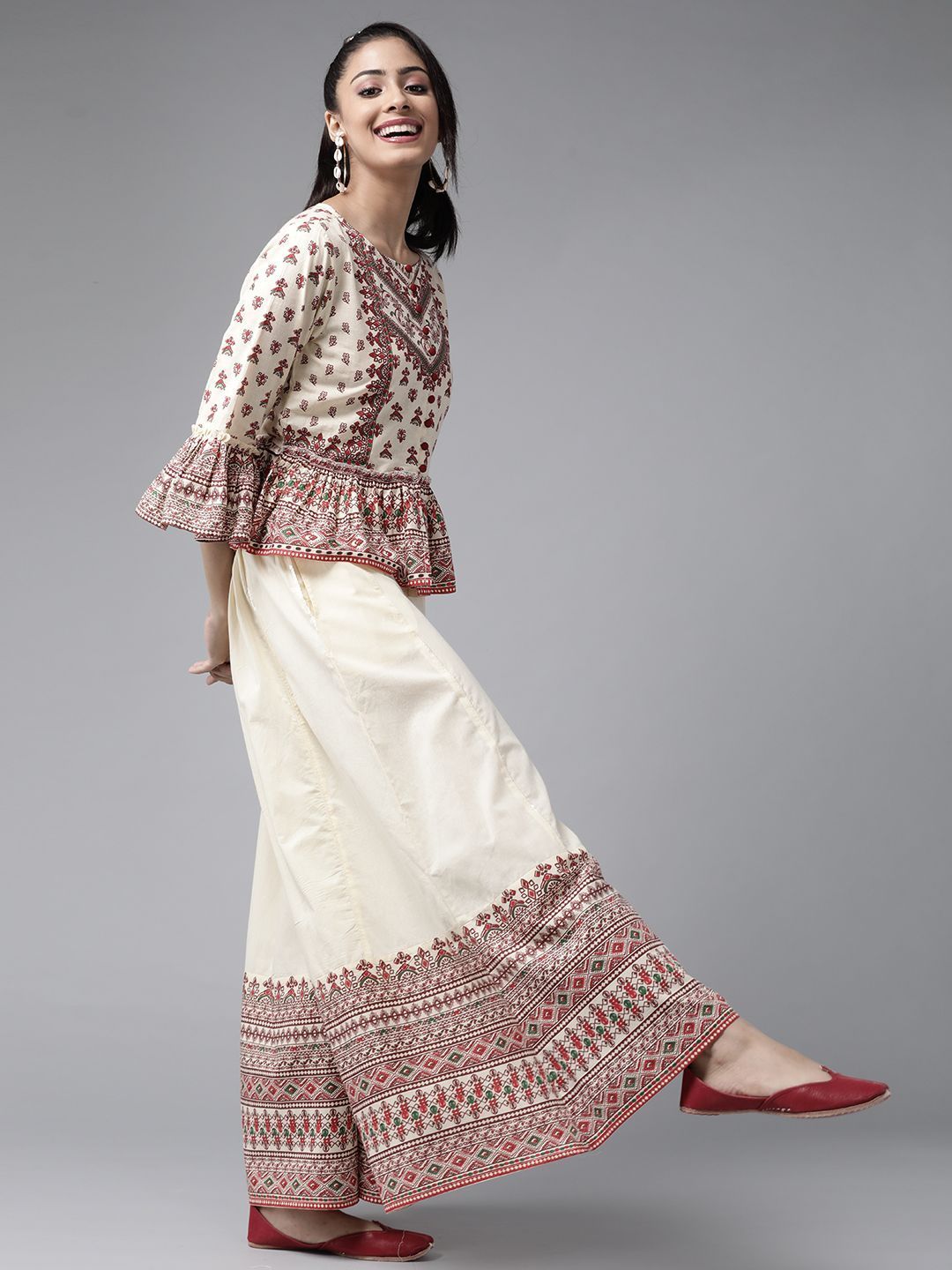 Women's Floral Printed Crop-Top Palazzo Set