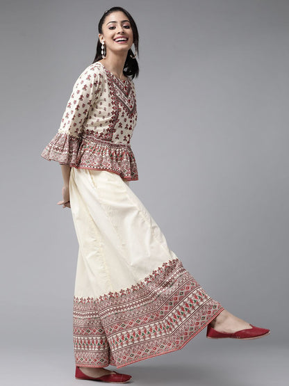 Women's Floral Printed Crop-Top Palazzo Set