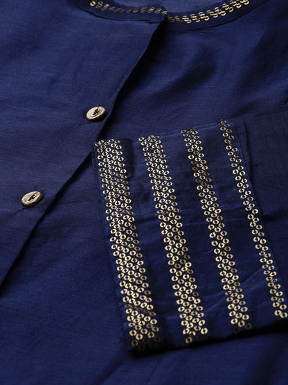 Women's Chanderi Embellished Jacket Style 2 Piece Kurta