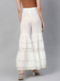 Women's White Cotton Voile Solid Sharara
