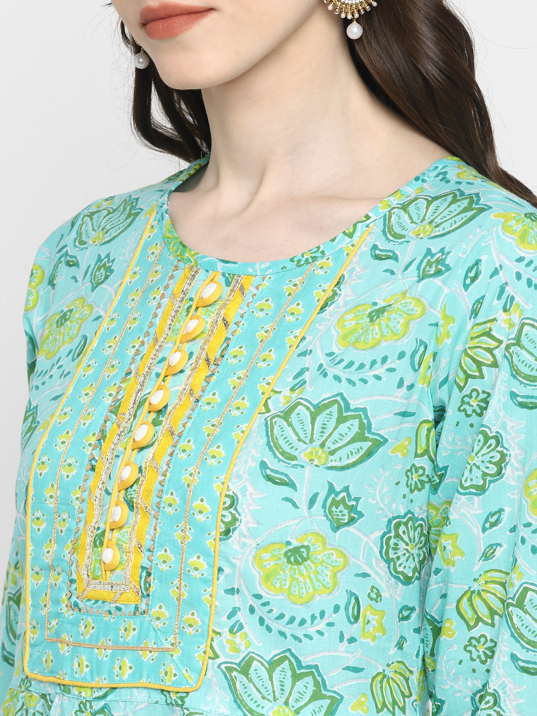 Women's Light Blue Anarkali Cotton Kurta By Vbuyz (
