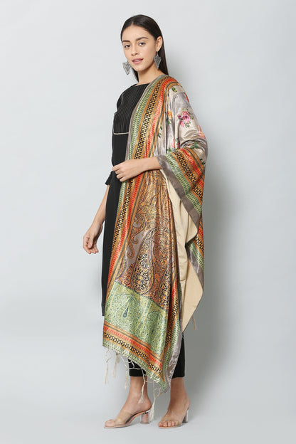 Women's Multicolored Polyster Velvet  Digital Printed Dupatta