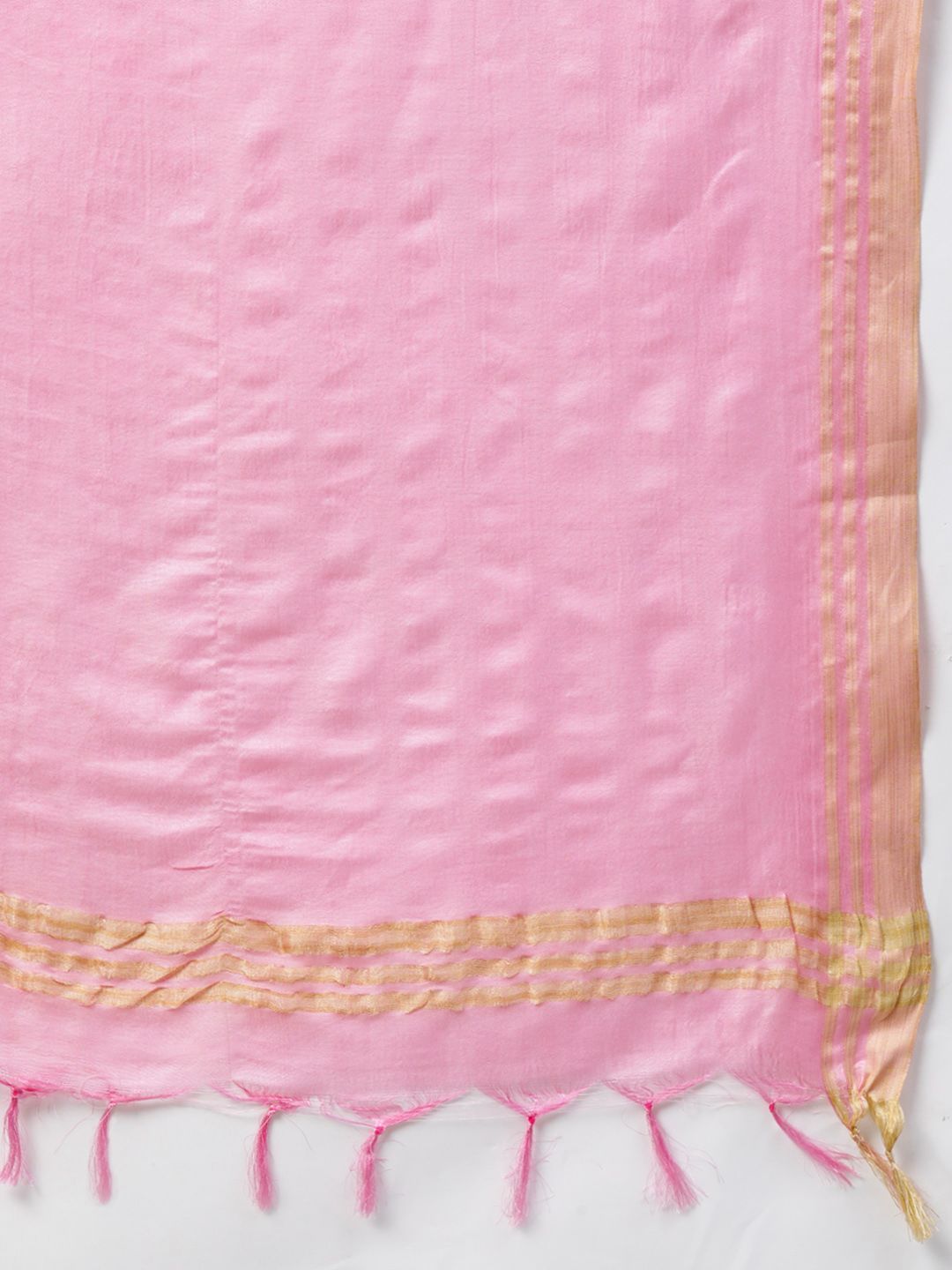 Women's Pink A-Line Printed Kurta Pant & Dupatta Set with Mask