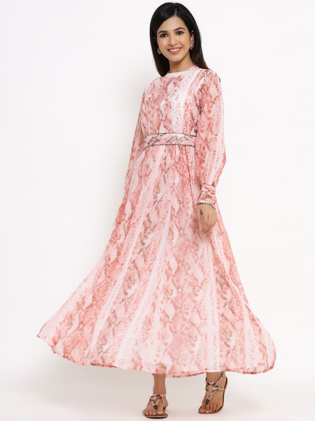 Women's Flared Printed Dress With Tie-up Blet2