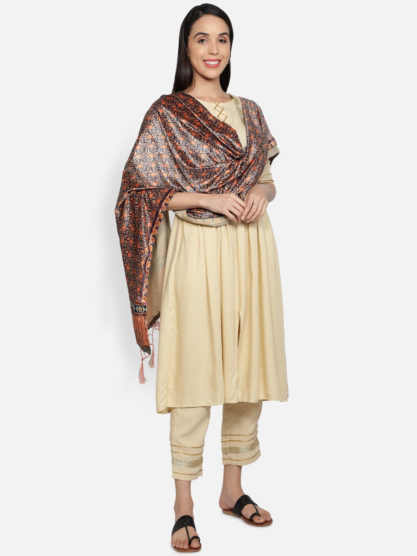 Women's Multicolored Polyster Velvet  Digital Printed Dupatta