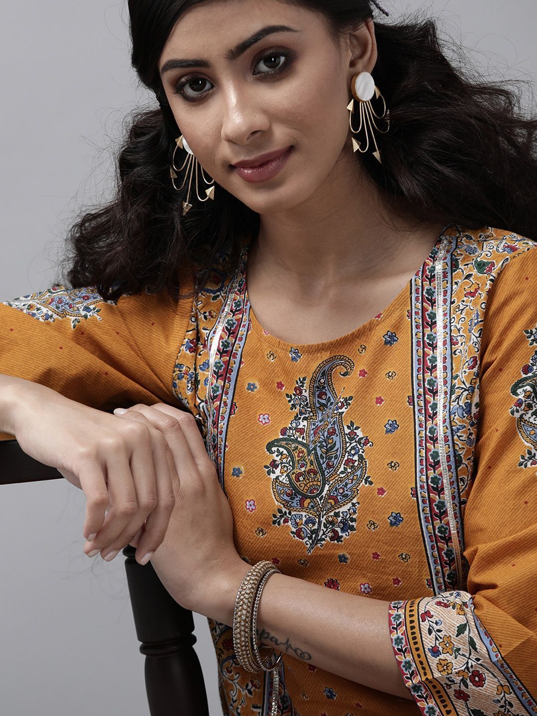 Women's Floral Printed Straight Kurta Palazzo Set
