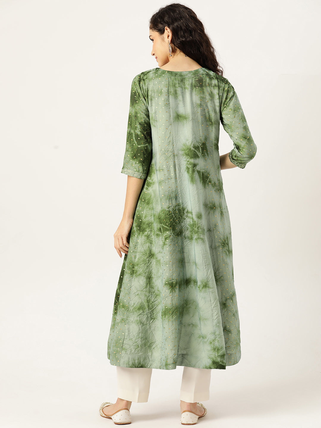 Women's Flared A-Line Dress (Green)