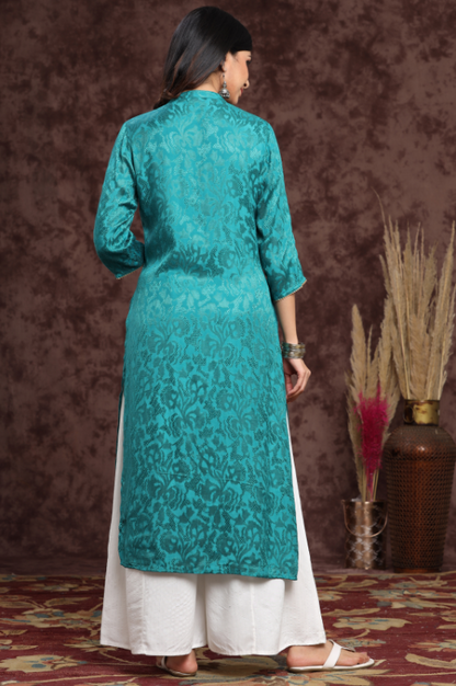 Women's Rayon Jacquard Straight Kurta