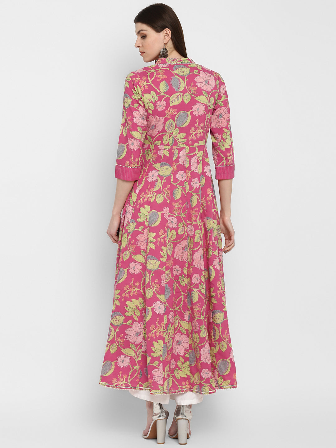 Women's Printed Anarkali Coral Kurta By Vbuyz- (