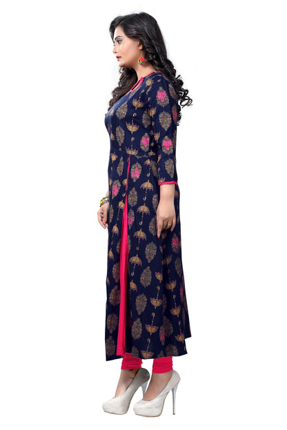 Women's Blue Rayon Kurta By Vbu